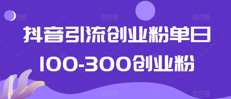 抖音引流创业粉单日100-300创业粉【揭秘】-致富资源库