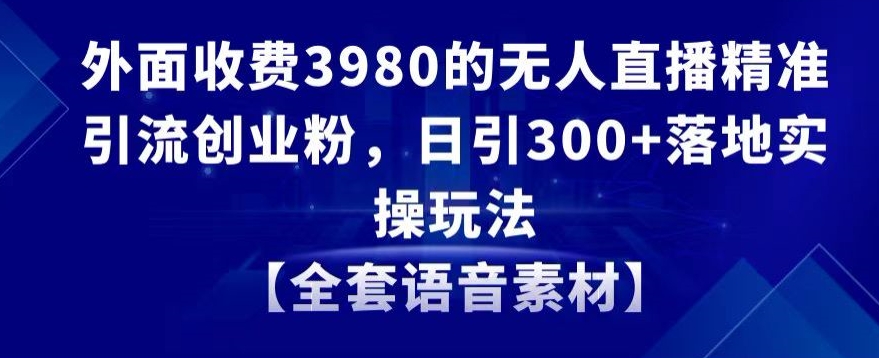外面收费3980的无人直播精准引流创业粉,日引300+落地实操玩法【全套语音素材】【揭秘】-致富资源库