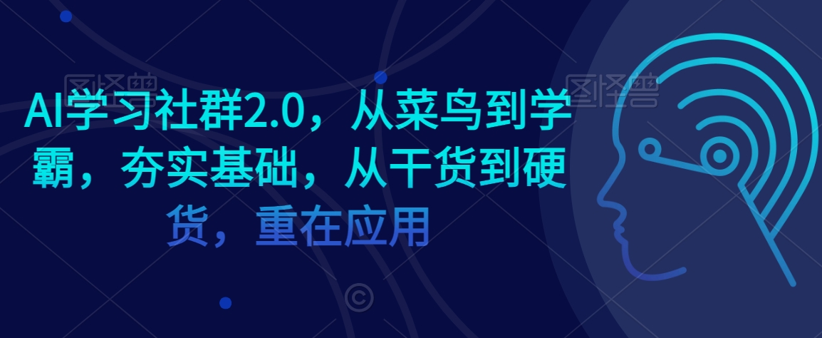AI学习社群2.0,从菜鸟到学霸,夯实基础,从干货到硬货,重在应用-致富资源库