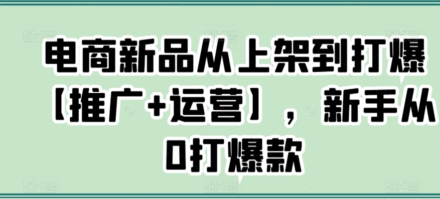 电商新品从上架到打爆【推广+运营】,新手从0打爆款-致富资源库