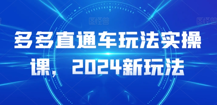 多多直通车玩法实操课,2024新玩法-致富资源库