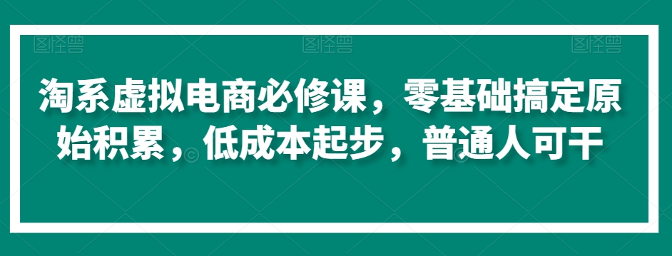 淘系虚拟电商必修课,零基础搞定原始积累,低成本起步,普通人可干-致富资源库