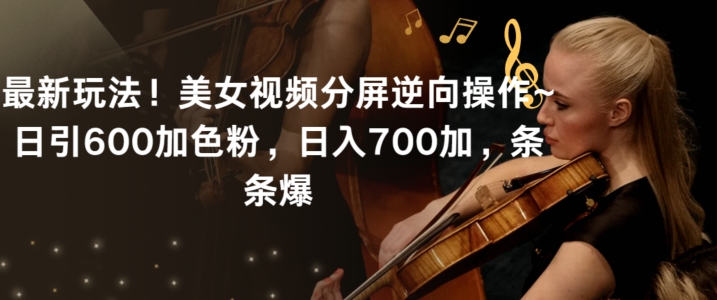 最新玩法！美女视频分屏逆向操作~日引600加色粉，日入700加，条条爆【揭秘】-致富资源库