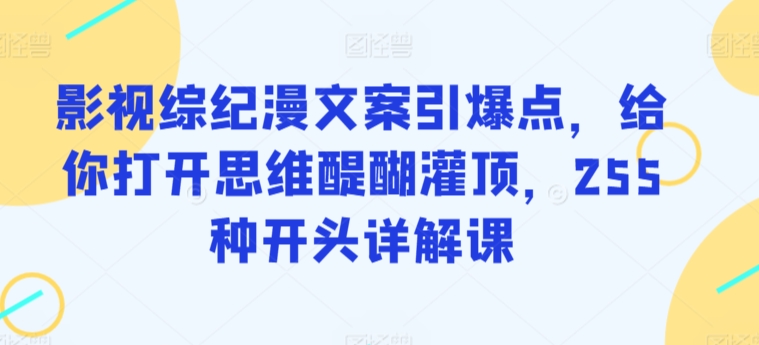 影视综纪漫文案引爆点,给你打开思维醍醐灌顶,255种开头详解课-致富资源库