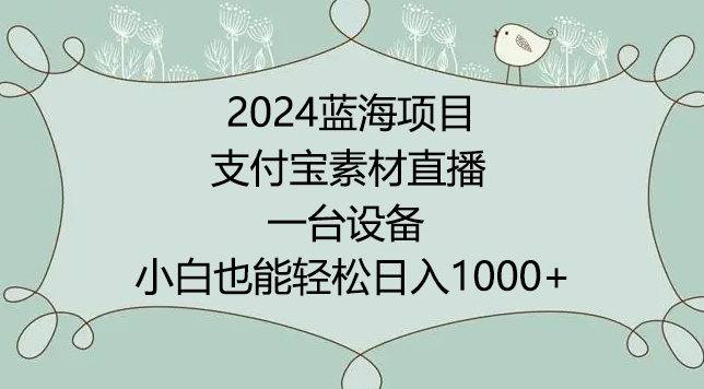 2024年蓝海项目,支付宝素材直播,无需出境,小白也能日入1000+ ,实操教程【揭秘】-致富资源库