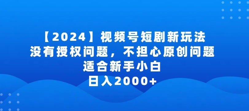 2024视频号短剧玩法,没有授权问题,不担心原创问题,适合新手小白,日入2000+【揭秘】-致富资源库
