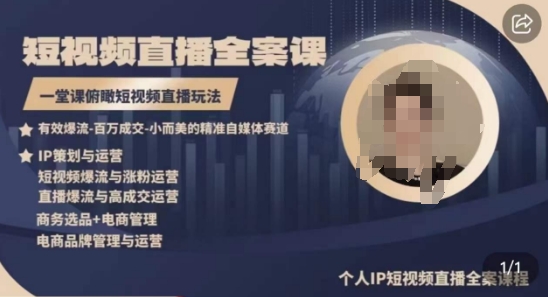 高品质IP短视频直播全案课程,一堂课俯瞰短视频直播玩法-致富资源库