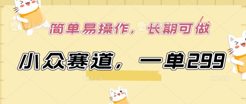 小众赛道,一单299.简单易操作,长期可做【揭秘】-致富资源库