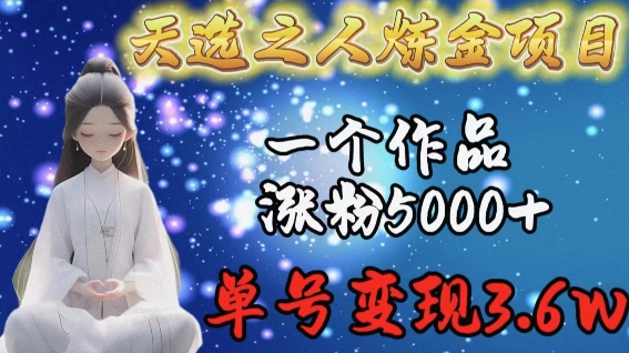 天选之人炼金项目,一个作品涨粉5000+,单号变现3.6w【揭秘】-致富资源库