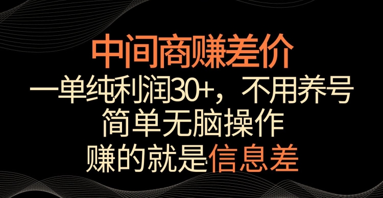 中间商赚差价,一单纯利润30+,简单无脑操作,赚的就是信息差,轻轻松松日入1000+【揭秘】-致富资源库