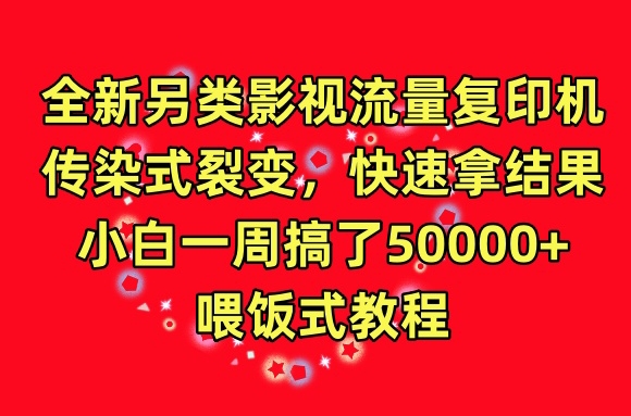 全新另类影视流量复印机,传染式裂变,快速拿结果,小白一周搞了50000+,喂饭式教程【揭秘】-致富资源库