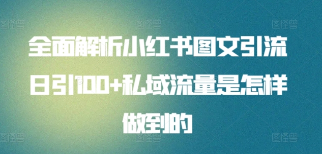 全面解析小红书图文引流日引100+私域流量是怎样做到的【揭秘】-致富资源库
