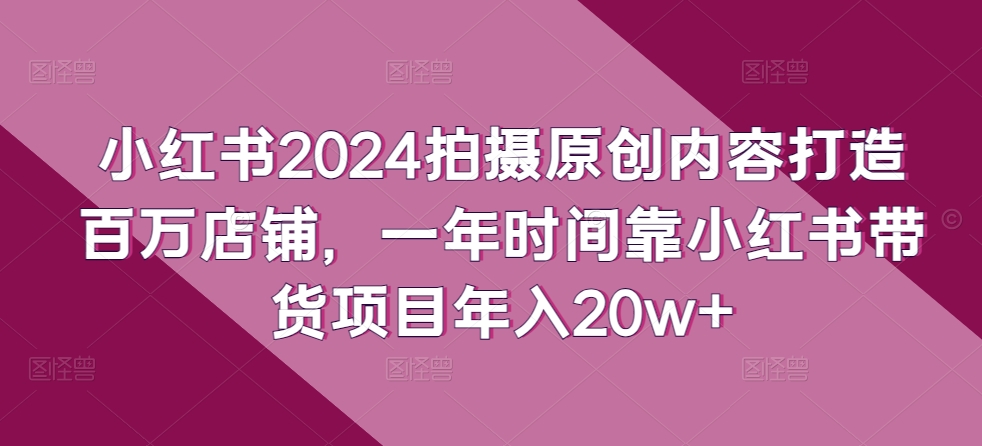 小红书2024拍摄原创内容打造百万店铺,一年时间靠小红书带货项目年入20w+-致富资源库