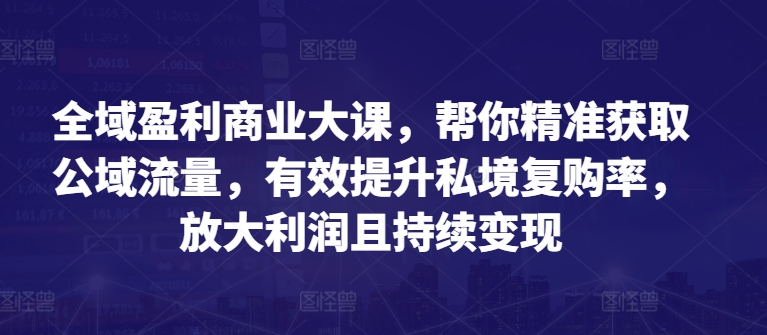 全域盈利商业大课,帮你精准获取公域流量,有效提升私境复购率,放大利润且持续变现-致富资源库