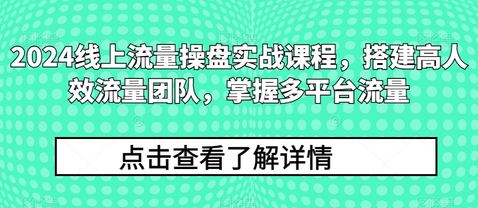 2024线上流量操盘实战课程,搭建高人效流量团队,掌握多平台流量-致富资源库