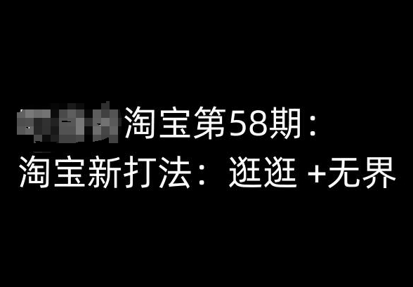 淘宝第58期培训课程,淘宝新打法:逛逛 +无界-致富资源库