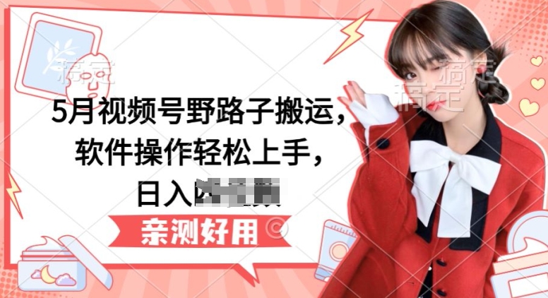 5月视频号野路子搬运,软件操作轻松上手,日入三位数【揭秘】-致富资源库