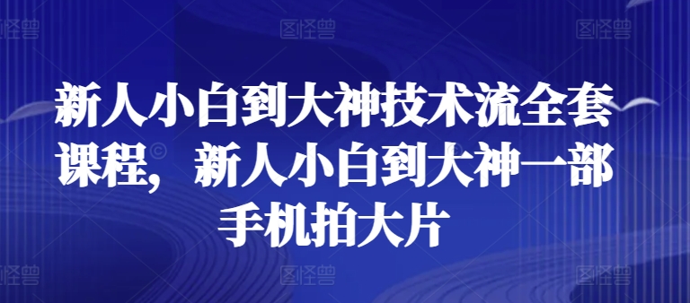 新人小白到大神技术流全套课程,新人小白到大神一部手机拍大片-致富资源库