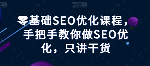 零基础SEO优化课程,手把手教你做SEO优化,只讲干货-致富资源库