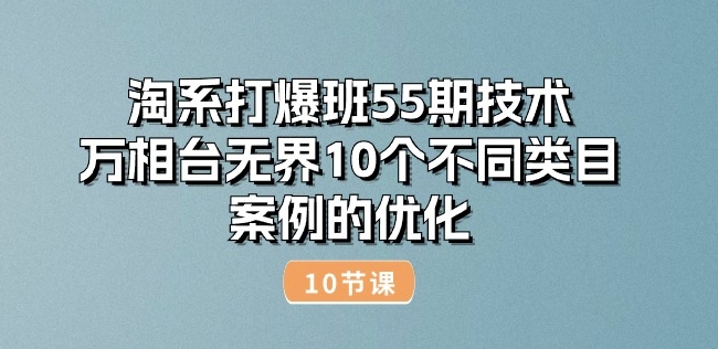淘系打爆班55期技术:万相台无界10个不同类目案例的优化(10节)-致富资源库