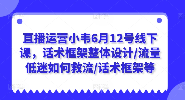 直播运营小韦6月12号线下课,话术框架整体设计/流量低迷如何救流/话术框架等-致富资源库