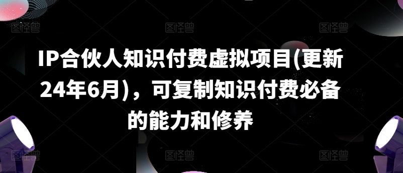IP合伙人知识付费虚拟项目(更新24年6月)，可复制知识付费必备的能力和修养-致富资源库