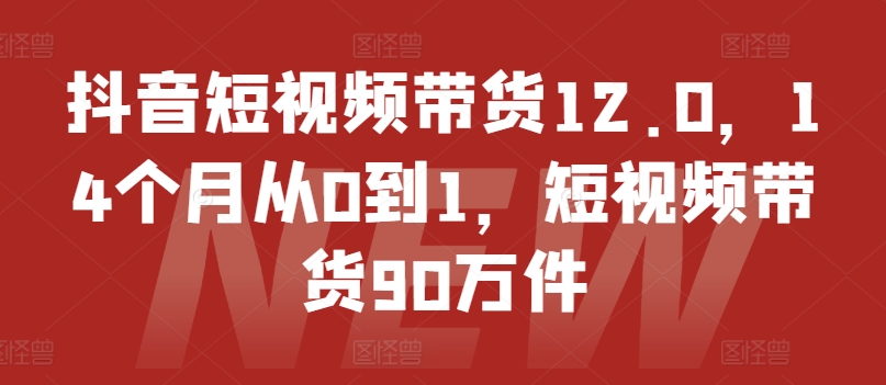 抖音短视频带货12.0,14个月从0到1,短视频带货90万件-致富资源库
