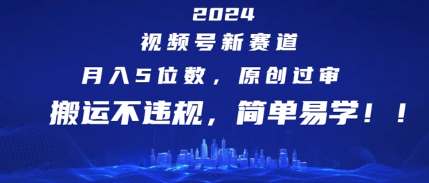 2024视频号新赛道,月入5位数+,原创过审,搬运不违规,简单易学【揭秘】-致富资源库