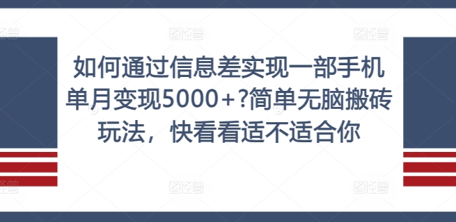 如何通过信息差实现一部手机单月变现5000+?简单无脑搬砖玩法,快看看适不适合你【揭秘】-致富资源库