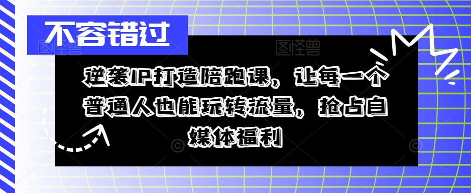 逆袭IP打造陪跑课,让每一个普通人也能玩转流量,抢占自媒体福利-致富资源库