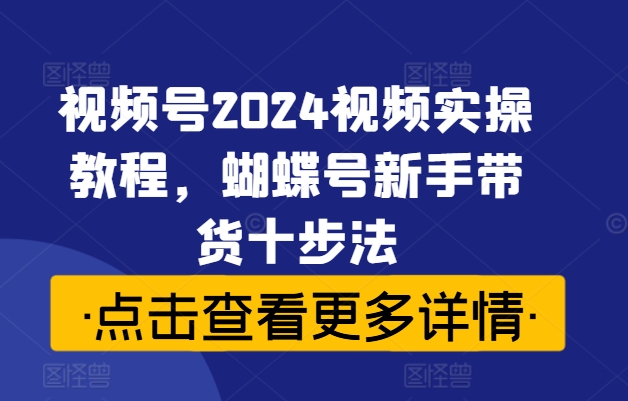 视频号2024视频实操教程,蝴蝶号新手带货十步法-致富资源库