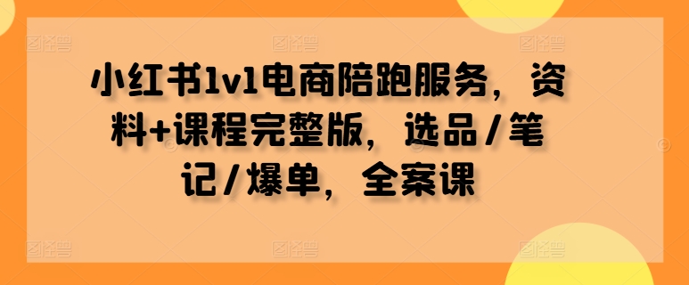 小红书1v1电商陪跑服务,资料+课程完整版,选品/笔记/爆单,全案课-致富资源库
