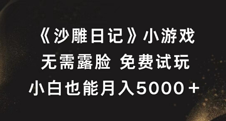 《沙雕日记》小游戏,无需露脸免费试玩,小白也能月入5000+【揭秘】-致富资源库