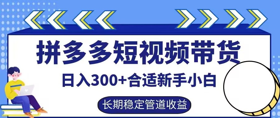 拼多多短视频带货日入300+有长期稳定被动收益,合适新手小白【揭秘】-致富资源库