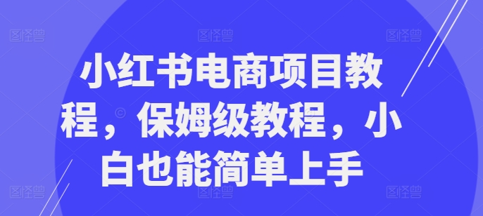 小红书电商项目教程,保姆级教程,小白也能简单上手-致富资源库