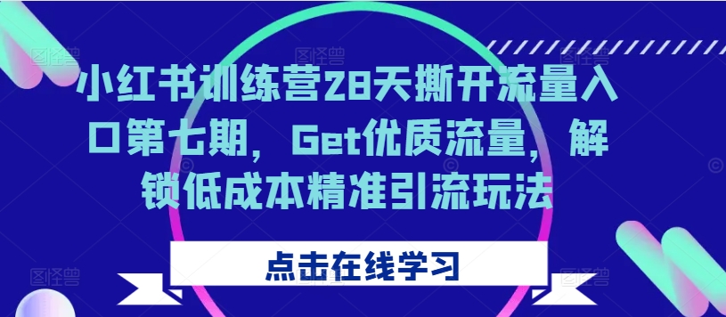 小红书训练营28天撕开流量入口第七期，Get优质流量，解锁低成本精准引流玩法-致富资源库