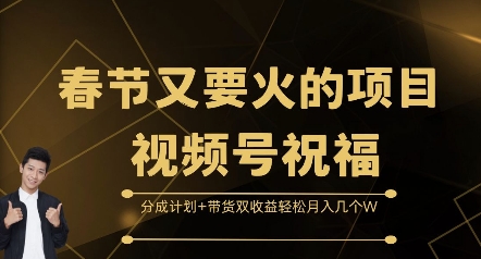 春节又要火的项目视频号祝福，分成计划+带货双收益，轻松月入几个W【揭秘】-致富资源库