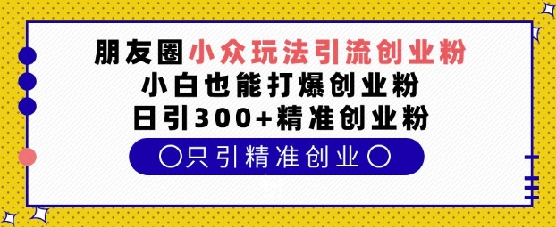 朋友圈小众玩法引流创业粉,小白也能打爆创业粉,日引300+精准创业粉【揭秘】-致富资源库