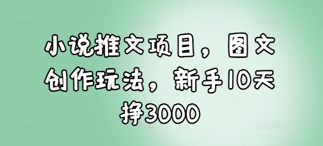 小说推文项目，图文创作玩法，新手10天挣3000-致富资源库