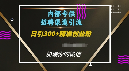 内部招聘渠道日引流300+创业粉，加爆你的微信【揭秘】-致富资源库