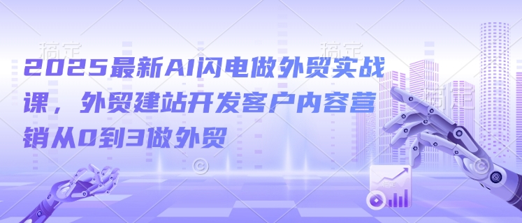 2025最新AI闪电做外贸实战课,外贸建站开发客户内容营销从0到3做外贸-致富资源库