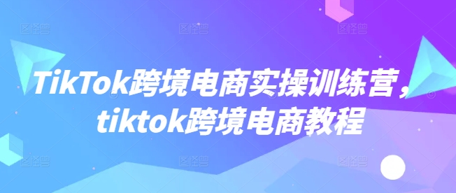 TikTok跨境电商实操训练营，tiktok跨境电商教程-致富资源库