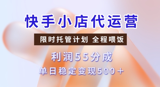 快手小店代运营3.0，模式新升级，收益55分，稳定单日5张【揭秘】-致富资源库