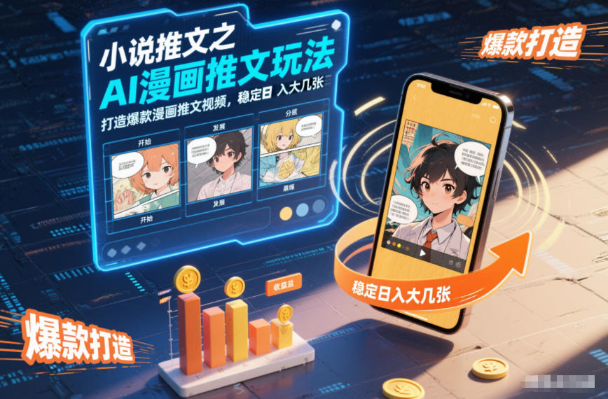 小说推文之AI漫画推文玩法，打造爆款漫画推文视频，稳定日入大几张-致富资源库