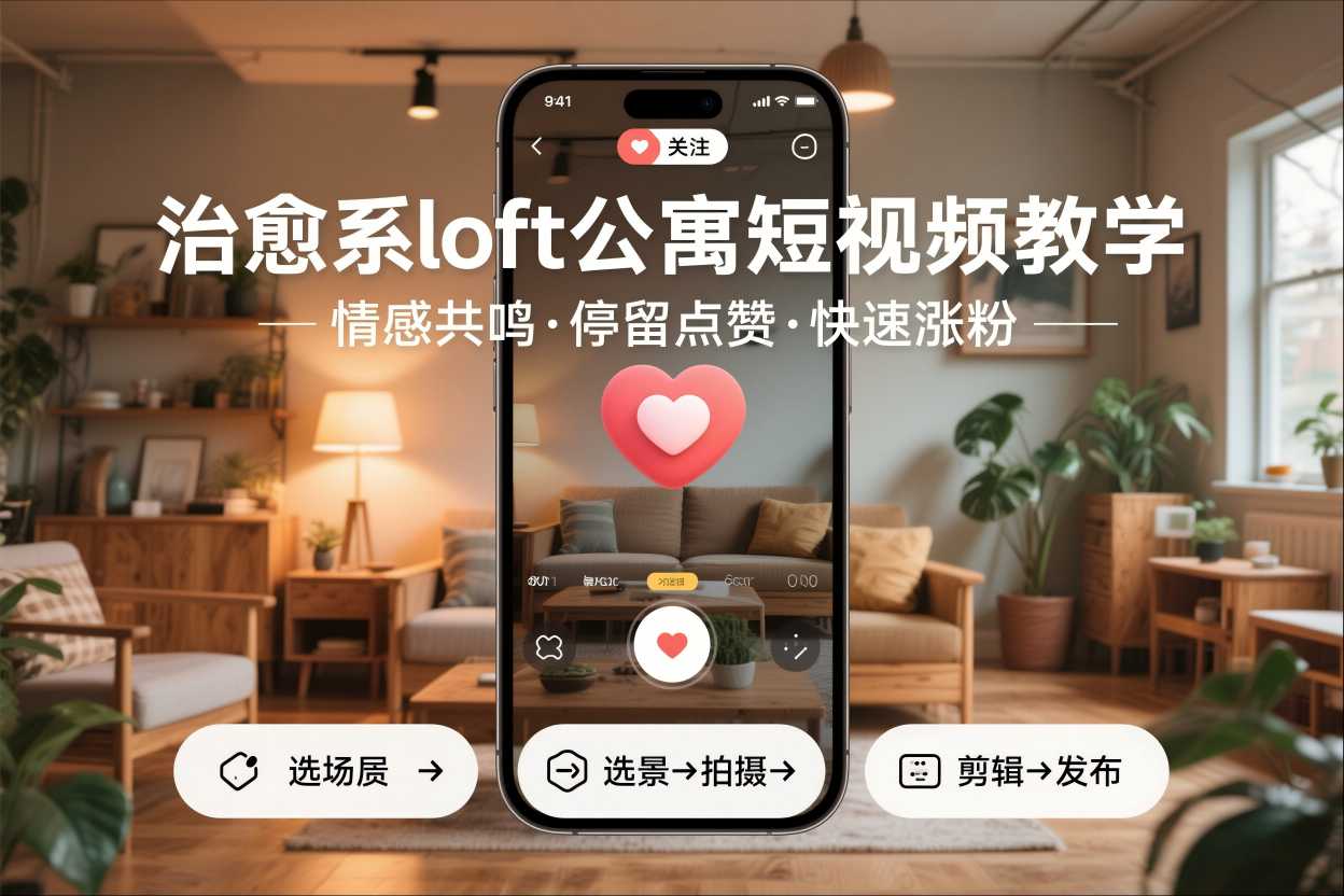 治愈系loft公寓短视频制作教学，情感共鸣引停留点赞关注，快速起号涨粉-致富资源库