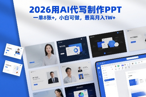 2026用AI代写制作PPT，一单8张+，小白可做，最高月入1W+-致富资源库