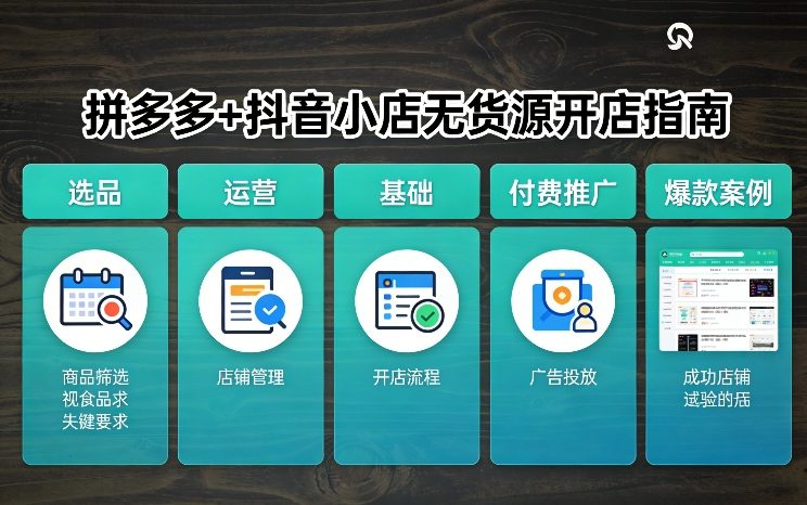 拼多多+抖音小店无货源开店，包括：选品、运营、基础、付费推广、爆款案例等(更新26年2月)-致富资源库