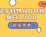 知乎好物从0开始到日入100,超级简单的玩法分享,新人一看也能上手操作-致富资源库