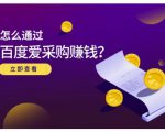 大王·怎么通过百度爱采购赚钱，已经通过百度爱采购完成200多万的销量-致富资源库