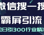 微信搜一搜霸屏引流课，打造被动精准引流系统，轻松日引300行业精准粉-致富资源库
